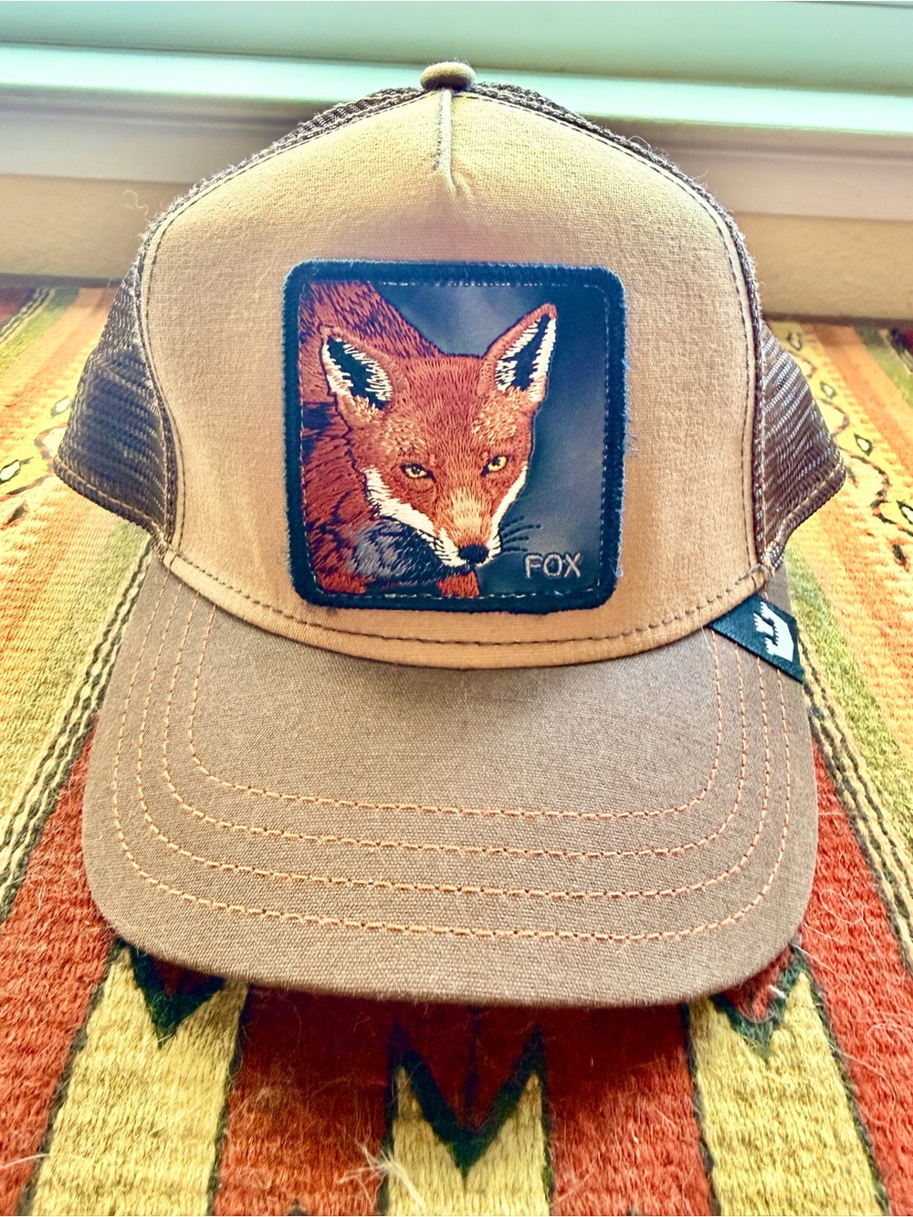Goorin Brothers Brown Hat with Fox Patch - Tan/Brown NWOT